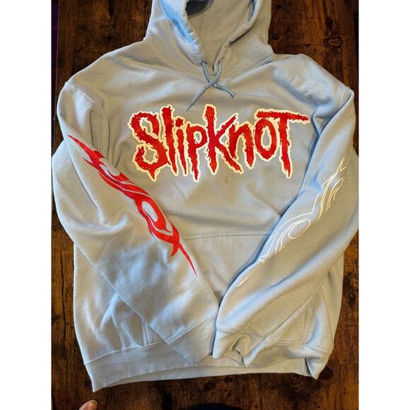 Slipknot 2022 Tour Hoodie Men's Small Blue Red Classic Spell Out Logo Pullover - Picture 3 of 4